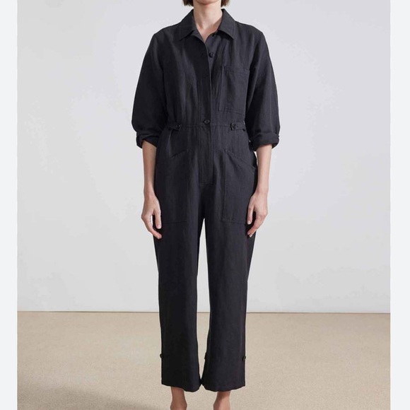 Apiece Apart Pants - Apiece Apart Ares cotton Linen black adjustable Jumpsuit 4
